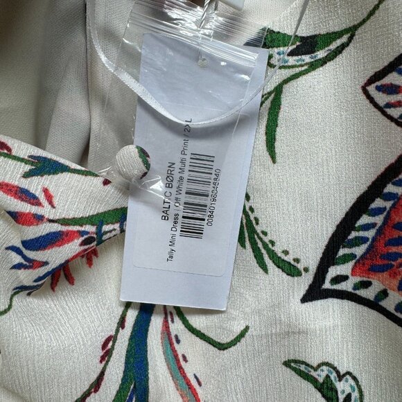 NWT Baltic Born Dress Womens Plus 2X Cream Floral Belted Tally Mini Ruffle Boho - Picture 9 of 12
